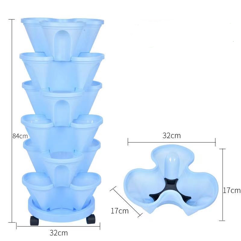 Hydroponic Tower Planter - Pot Tanam Plastik Bertumpuk untuk Stroberi,