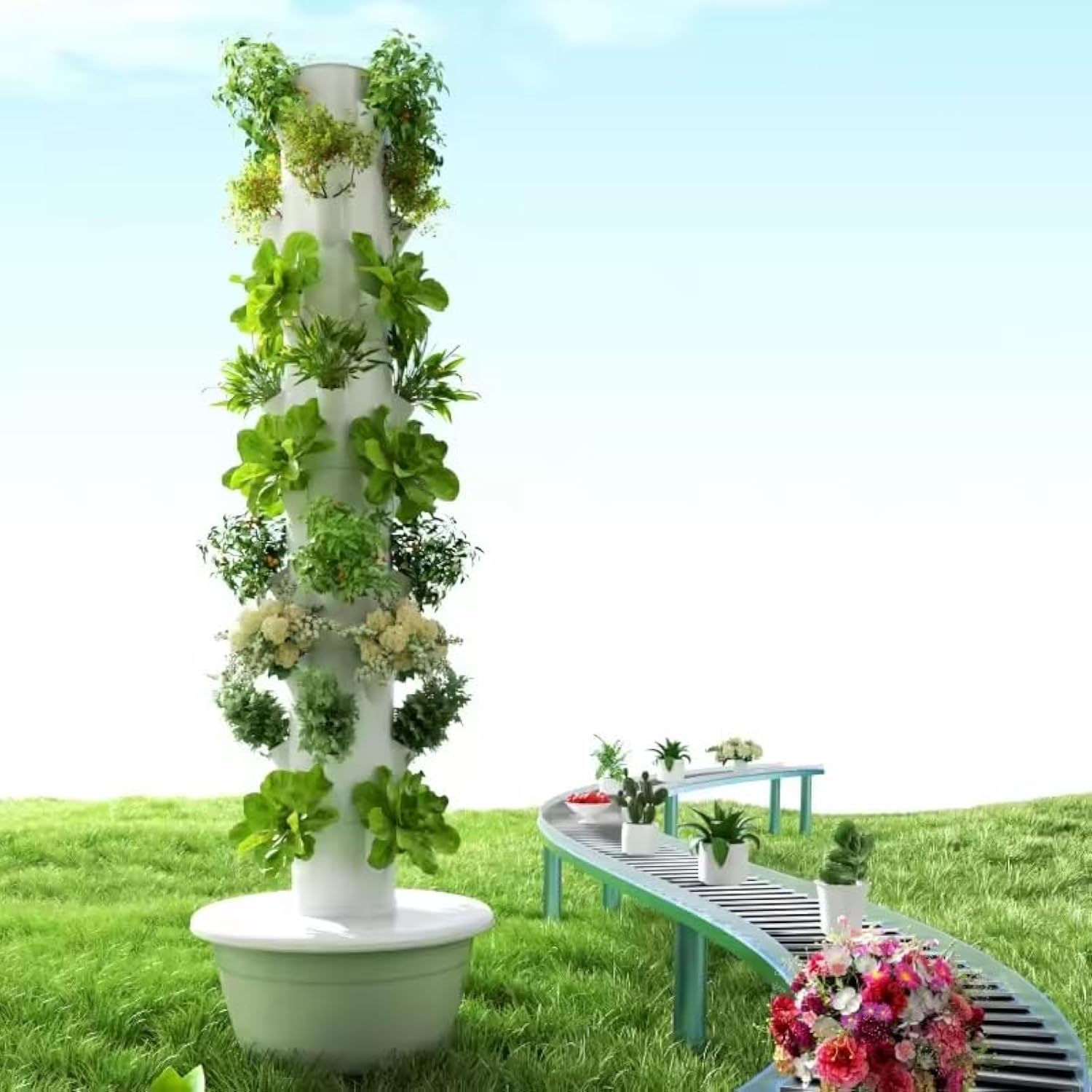 Hydroponic Tower Planter - Menara Hidroponik Vertikal Aeroponik untuk Buah